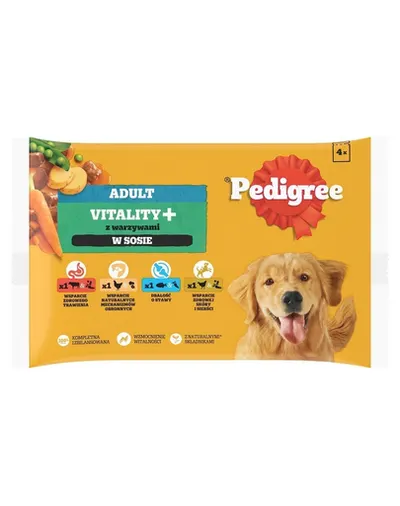 PEDIGREE Adult Vitality+ hrana caine 4x85 g in sos, mix arome