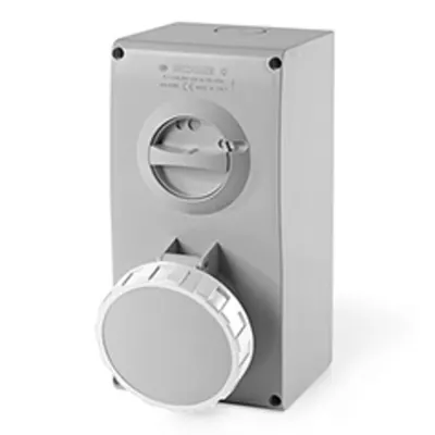 Priza interblocabilan63A 2P+E 12h TST>50V 50Hz 60Hz 136X275MM_PAR terminal cu surub Cu interblocaj mecanic