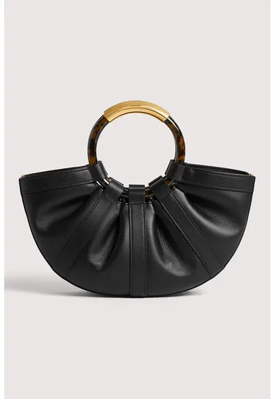 Geanta mica din piele cu maner Shell - Negru