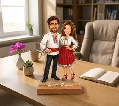 Caricatura Cuplu Traditional - Statueta Personalizata tip Trofeu