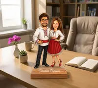 Caricatura Cuplu Traditional - Statueta Personalizata tip Trofeu