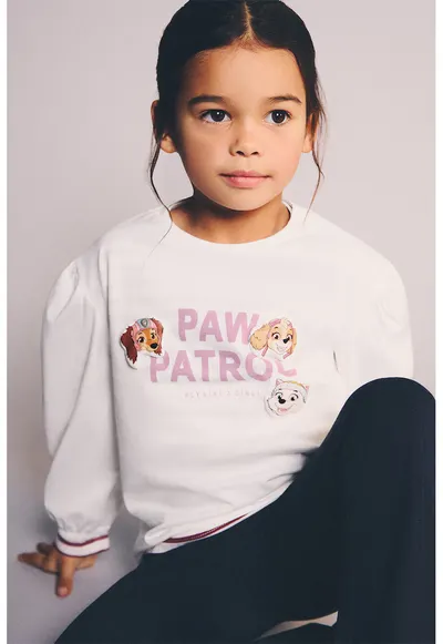 Bluza din bumbac cu imprimeu Paw Patrol - Alb/Lila