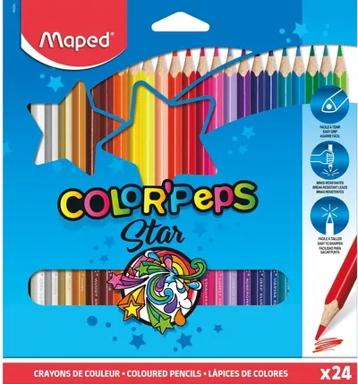 Set creioane colorate Maped Color Peps - Star, 24 culori