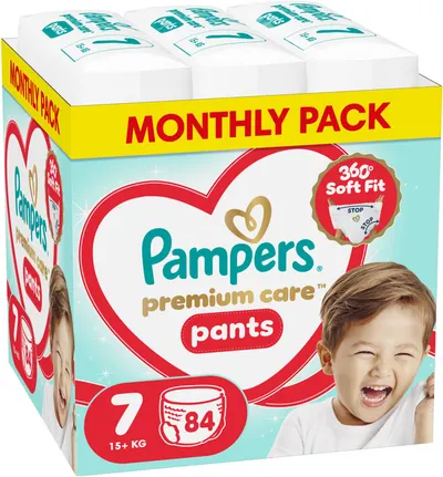 Scutece - chiloțel Pampers Premium Care - Mărimea 7, 15+ kg, 84 buc