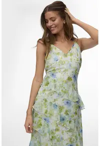 Rochie cu volane Smilla - Verde/Albastru