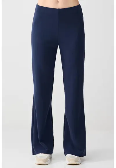 Pantaloni relaxed-fit din amestec de modal - Bleumarin