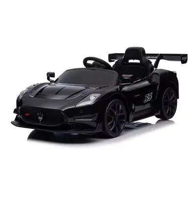 Masinuta electrica pentru copii Maserati MC20 GT2 Black 300W cu echipare Premium si licenta, pornire la buton, scaun din piele, slow start, lumini, suspensii, roti din spuma Eva si scaun piele