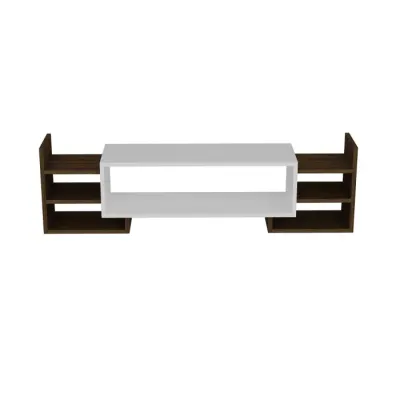 Comoda TV SEMA, alb + nuc, 115x29,6x38,2 cm