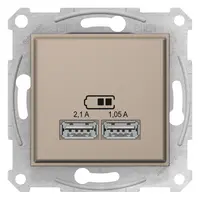 Sedna - Incarcator Dublu Usb 2.1 A - Titaniu