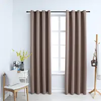 Gossi draperii opace cu inele metalice, 2 buc., gri taupe, 140x245 cm