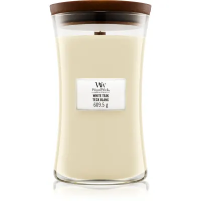 Woodwick White Teak lumânare parfumată cu fitil din lemn 609.5 g