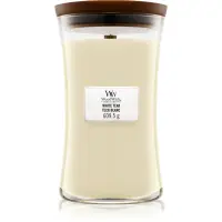 Woodwick White Teak lumânare parfumată cu fitil din lemn 609.5 g