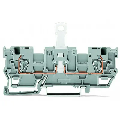 1-conductor/1-conductor disconnect carrier terminal block; with shield contact; with 2 jumper positions; for DIN-rail 35 x 15 and 35 x 7.5; 4 mm²; CAGE CLAMP®; 4,00 mm²; gray