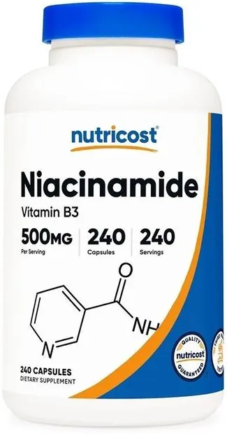 Niacinamide Vitamin B3, 500 mg, 240 capsule, Nutricost