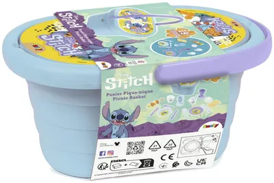 Set de joacă Smoby - Coș de picnic Stitch, cu 19 accesorii
