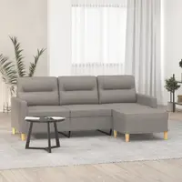Gossi canapea cu 3 locuri si taburet, taupe, 180 cm, material textil