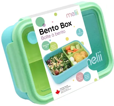 Cutie cu alimente pentru copii Melii - Cu compartimente detașabile, 1250 ml, albastru - verde