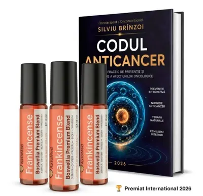 AxioMed Pachet 3 Frankincense Oil Roll-On si o carte Codul Anticancer cu coperta noua