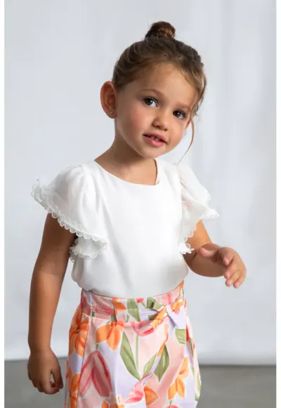 Bluza cu maneci tip fluture - Alb
