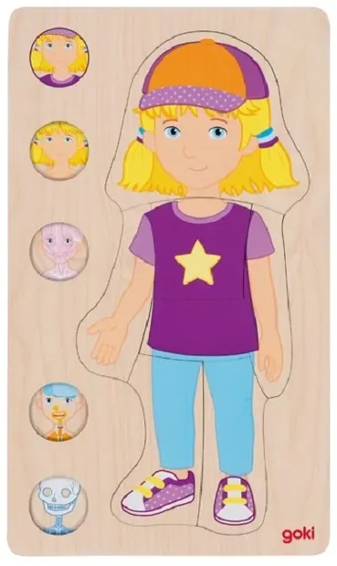 Puzzle educativ din lemn Goki - Anatomie ascunsă, fată