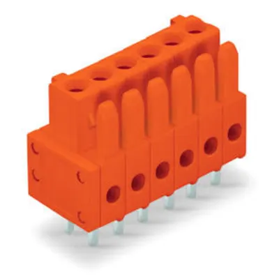 THT female header; 0.9 x 0.9 mm solder pin; straight; 100% protected against mismating; Pin spacing 3.81 mm; 5-pole; orange