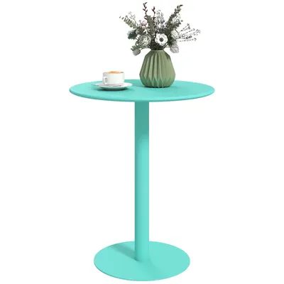 HOMCOM Masă de dining rotundă pentru 2 persoane Ø60 cm modernă cu bază rotundă cadru din oțel pentru interior și exterior verde | Aosom Romania