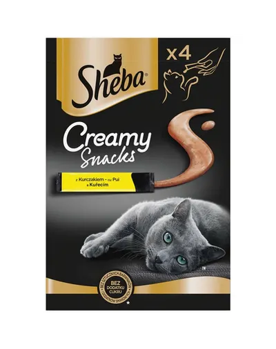 Recompense cremoase pisici cu pui SHEBA Creamy Snacks 4x12 g