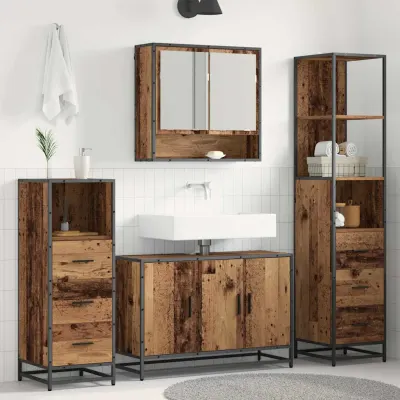 vidaXL Set de mobilier pentru baie 4 buc. Lemn Vechi 90 x 33 x 60 cm