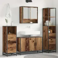 vidaXL Set de mobilier pentru baie 4 buc. Lemn Vechi 90 x 33 x 60 cm