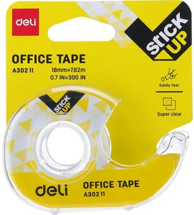 Banda autoadeziva cu dozator Deli - EA30211, transparent 18 mm x 7,62 m