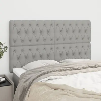 vidaXL Tăblie de pat gri deschis 160x7x118/128 cm, material textil
