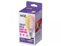 Bec LED RGB inteligent WiZ Connected Filament Clear ST64, Wi-Fi, E27, 6.3W (40W), 470 lm, lumina alba si color (2200-6500K), com
