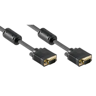 Cablu monitor VGA, Ferita/Aur, 15pini tata - 15pini tata, 10