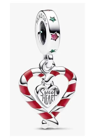 Talisman Sweet Heart in forma de inima si acadele tip baston - Argint 925
