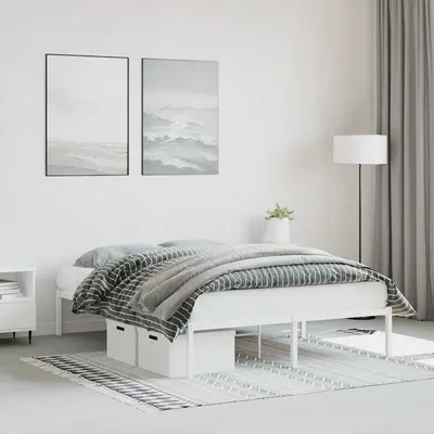vidaXL Cadru pat metalic, alb, 135x190 cm