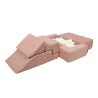 Teren de joacă din spumă roz 6 buc. din catifea reiată înălțime 40 cm 100x35 cm Montessori – Meowbaby