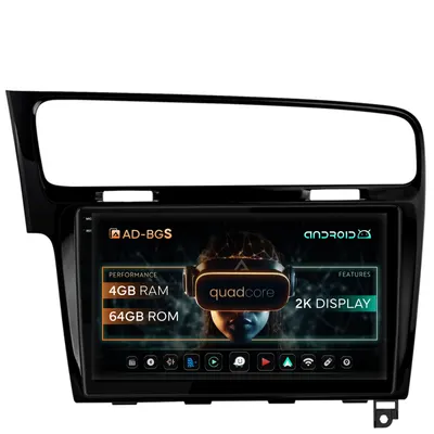 Navigatie 2K Volkswagen Golf 7, Android, S-Quadcore 4GB RAM + 64GB ROM, 10.36 Inch - AD-BGS100042K+AD-BGRKIT023B