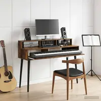 vidaXL Birou de studio Stejar fumuriu 152 x 42,5 x 36 cm
