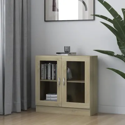 vidaXL Dulap cu vitrină, stejar sonoma 82,5x30,5x80 cm lemn prelucrat