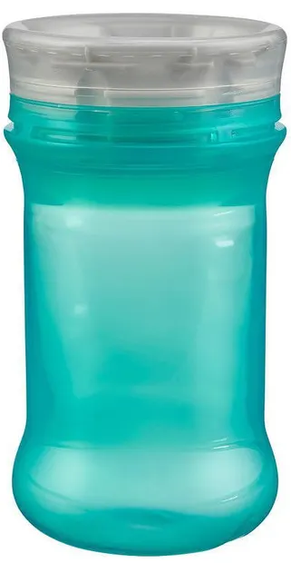 Ceașcă antiderapantă cu margine din silicon moale Vital Baby - 360°, 280 ml, verde