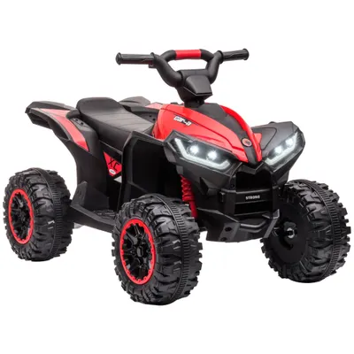 HOMCOM ATV 12V pentru copii cu cauciucuri late, masina, faruri LED, claxon, muzica, pentru 3-5 ani, rosu | Aosom Romania
