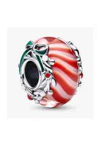 Charm din sticla de Murano tip Bomboana Festiva - Argint 925