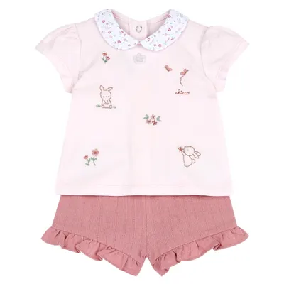 Tricou copii si pantaloni scurti Chicco, Roz prafuit, 01761-70MFCI