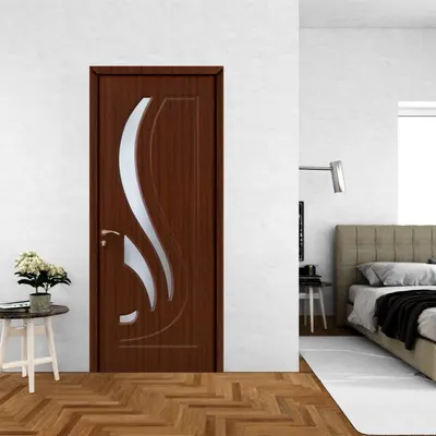 Usa de interior din lemn Modern cu geam OP-154 2000/600 Teak
