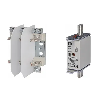 Pachet Protectie Circuit Trifazat: Soclu Siguranta Fuzibila NH00/NH000 3P (M8/M6), Siguranta Fuzibila NH000 gG 6A 500V