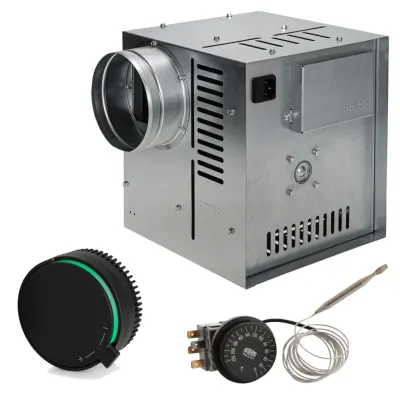 Set Ventilator Semineu Profesional 860mc - GEN II + Regulator electronic Negru Rotund + Termostat