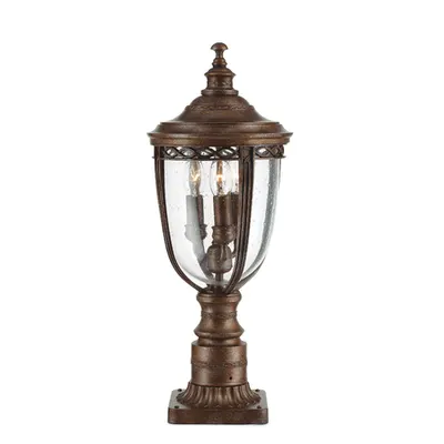Pitic pentru exterior English Bridle 3 Light Medium Pedestal – British Bronze