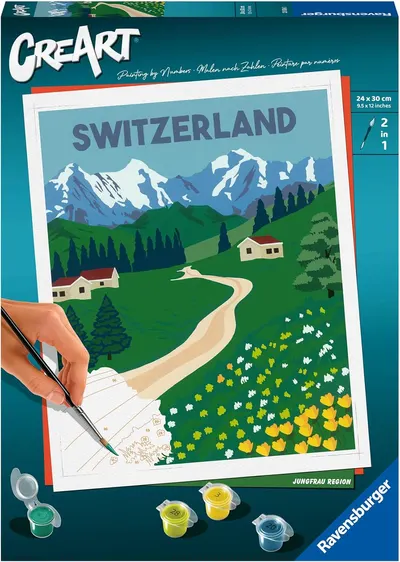 Set de pictat după numere Ravensburger CreArt - Alpii Elvețieni
