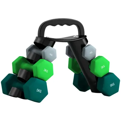 SPORTNOW Set de gantere cu suport de depozitare, 2 x 1kg, 2 x 3kg, 2 x 5kg