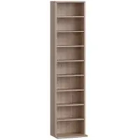 HOMCOM Raft pentru CD-uri cu 6 Rafturi Ajustabile, Capacitate 260 CD-uri/120 DVD-uri, 33x24x140 cm, Lemn Natural | Aosom Romania